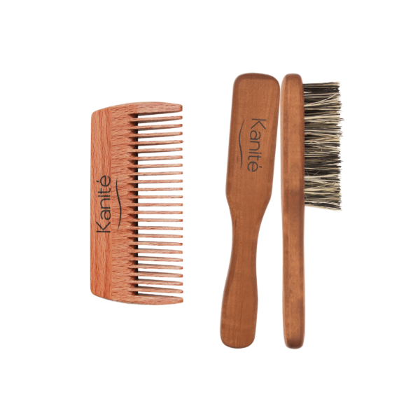 comb and beard brush with handle